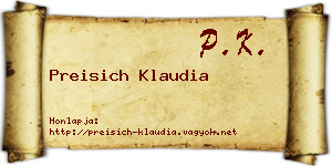 Preisich Klaudia névjegykártya